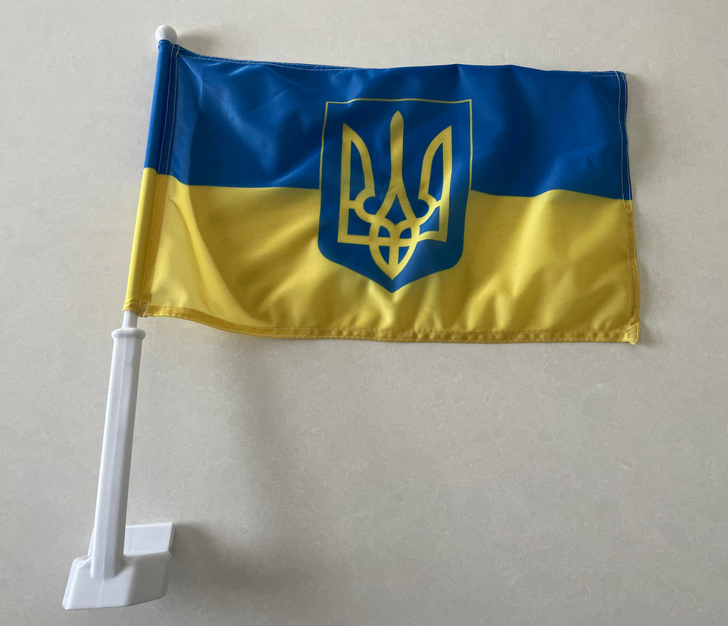 Ukrainian Car Flag with Tryzub