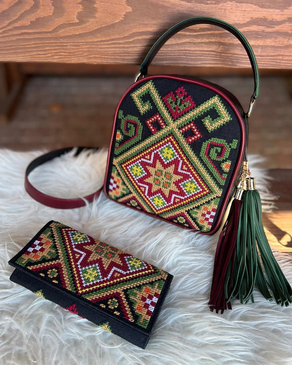 Leather Hand Embroidered Set “Carpathian”