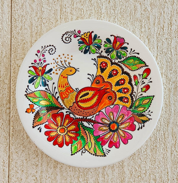 Small Hand-Painted Porcelain Plate - “Fire Bird”