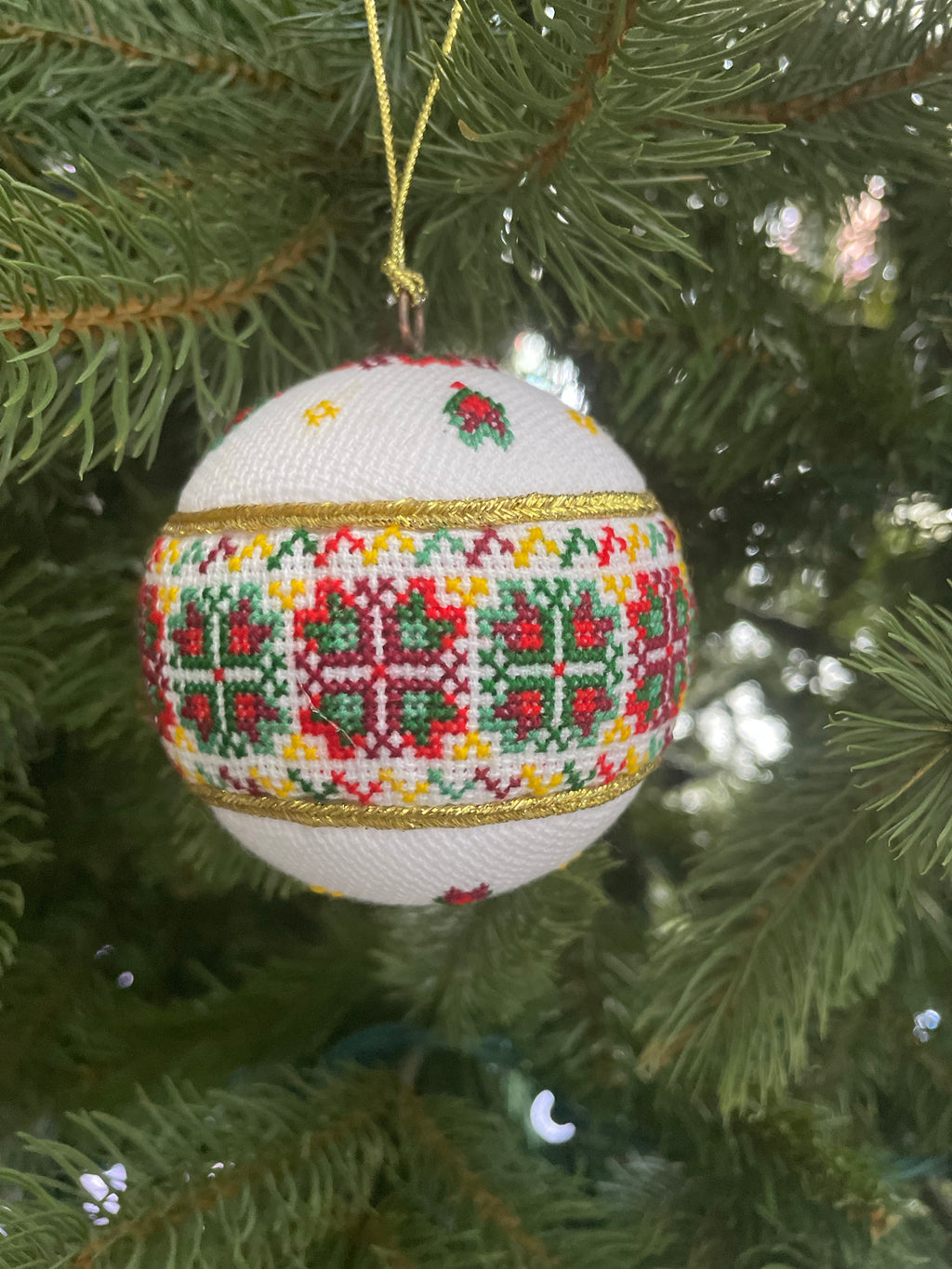 Hand-Embroidered Christmas Ornament