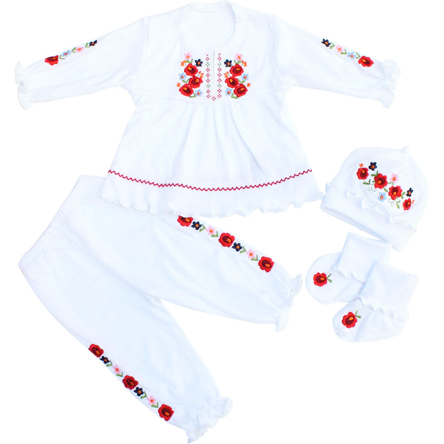 Baby Girl Set “Red Flowers”